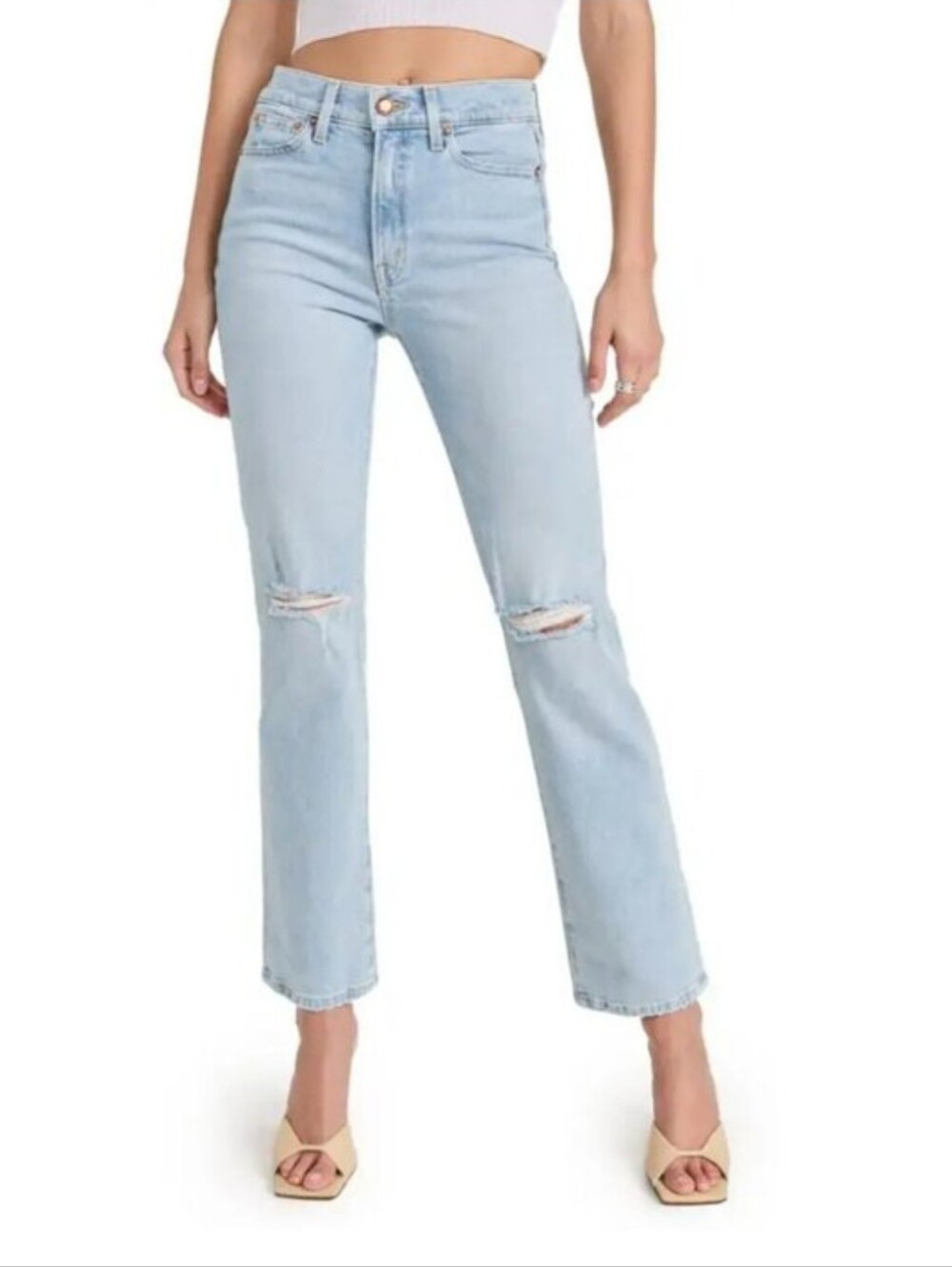 AYR The Sugar Straight Leg Light Wash Distressed Jeans - Picture 11 of 12